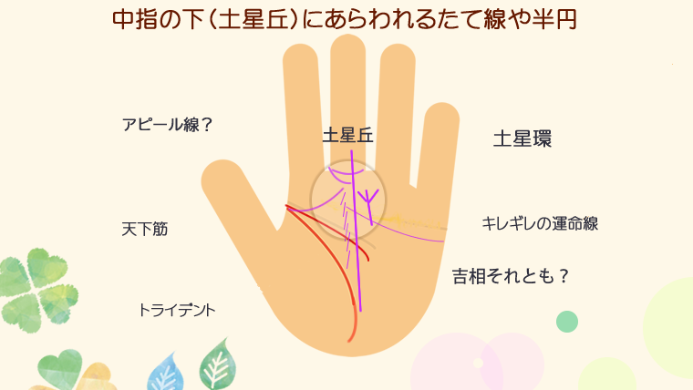 中指の下の縦線、半円の意味は